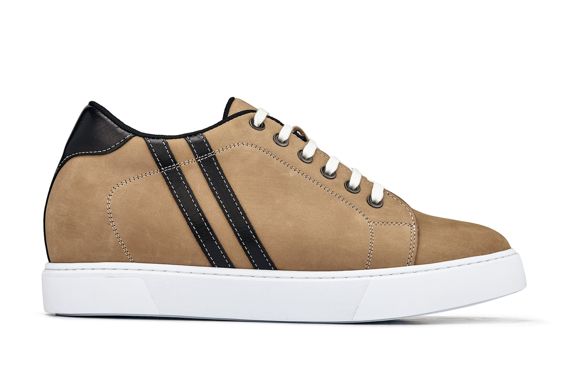 K1551 - 2.8 Inches Taller (Nubuck Tan) - Lace Up Casual Men's Sneakers