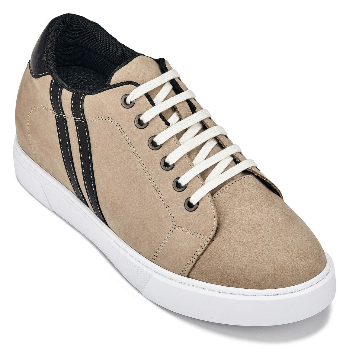 K1552 - 2.8 Inches Taller (Taupe) - Lace Up Casual Men's Sneakers