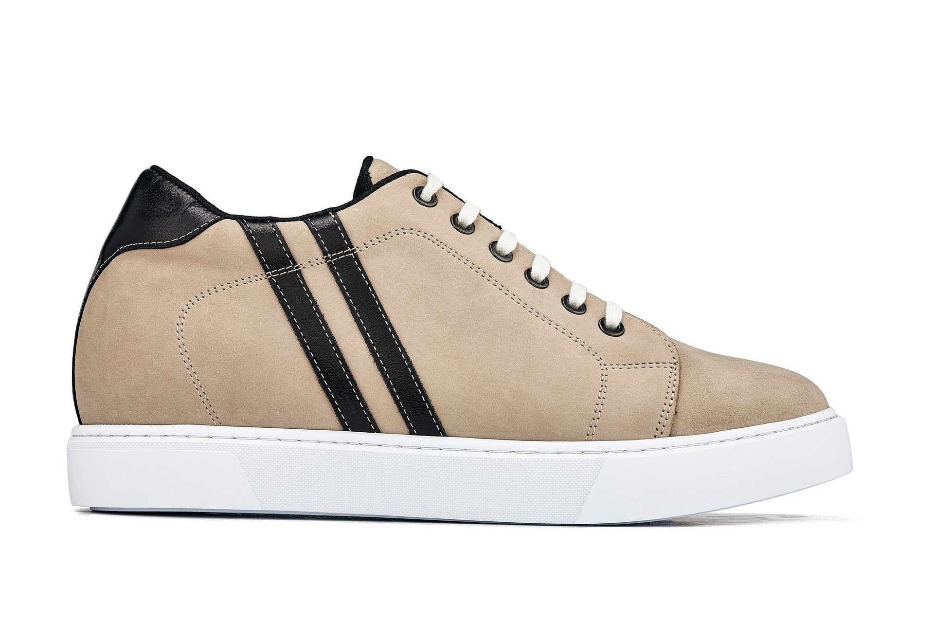 K1552 - 2.8 Inches Taller (Taupe) - Lace Up Casual Men's Sneakers