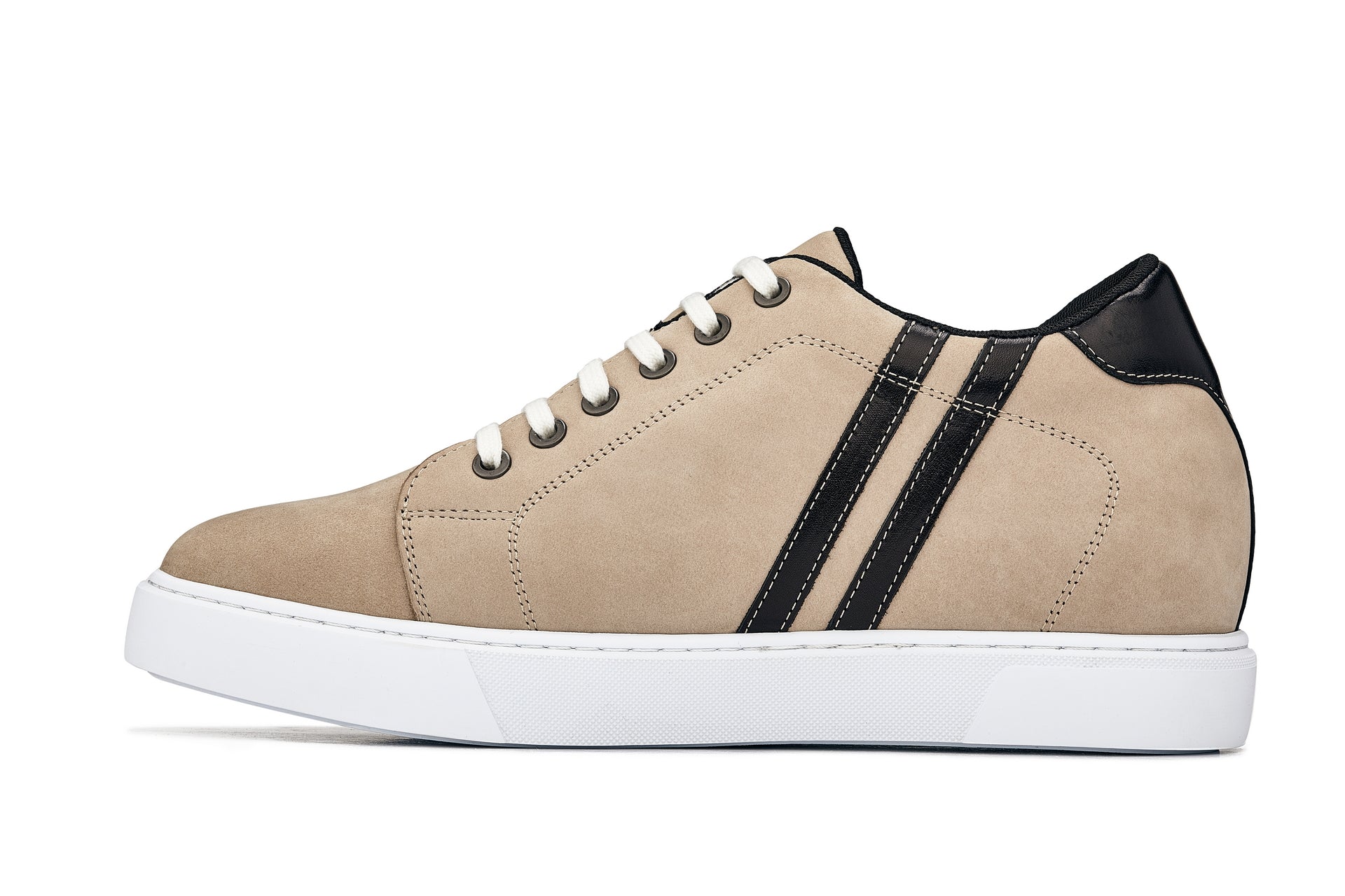 K1552 - 2.8 Inches Taller (Taupe) - Lace Up Casual Men's Sneakers
