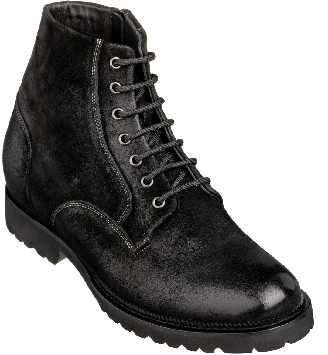 K24401 - 3 Inches Taller (Nubuck Black) - Casual Zipper Men's Boots