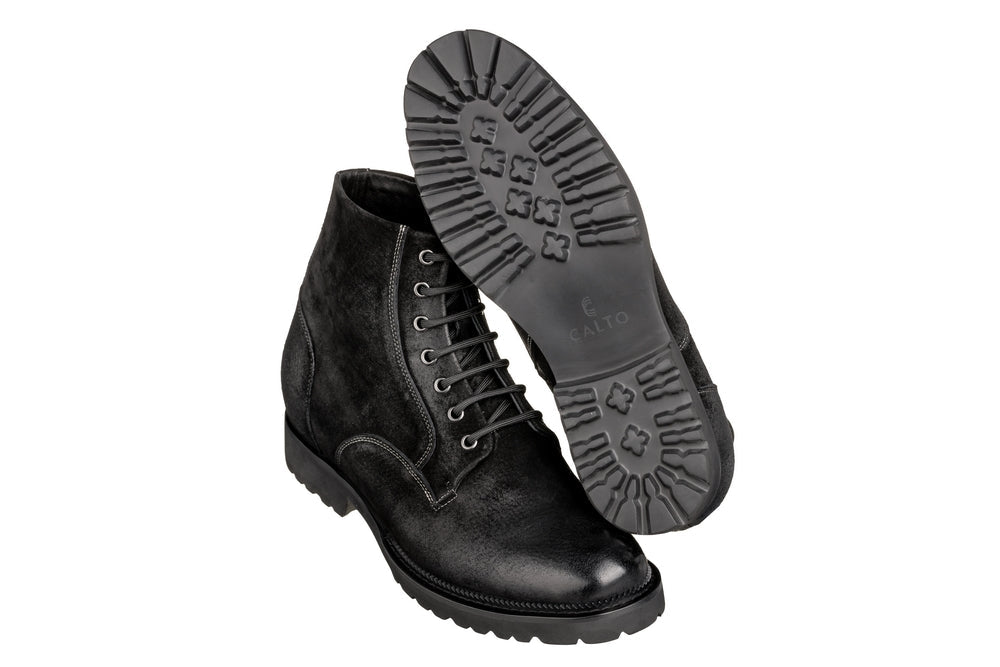 K24401 - 3 Inches Taller (Nubuck Black) - Casual Zipper Men's Boots