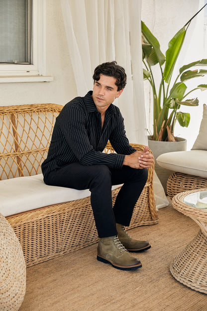 K24402 - 3 Inches Taller (Olive) - Casual Zipper Men's Boots