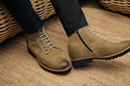 K24402 - 3 Inches Taller (Olive) - Casual Zipper Men's Boots