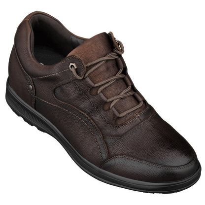 K3045 - 2.8 Inches Taller (Dark Brown) - Lace Up Casual Men's Walker Shoes