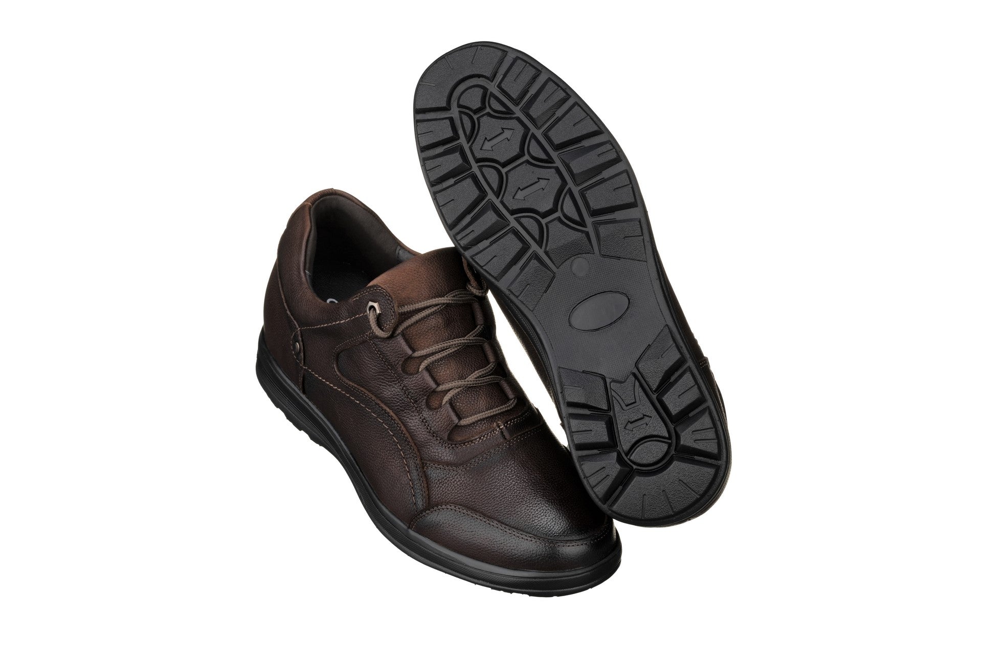 K3045 - 2.8 Inches Taller (Dark Brown) - Lace Up Casual Men's Walker Shoes