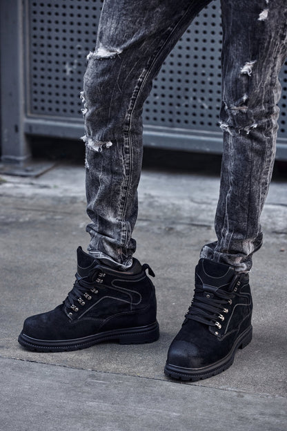 K881802 - 5.2" Taller Black Nubuck Height-Increasing Men's Boots