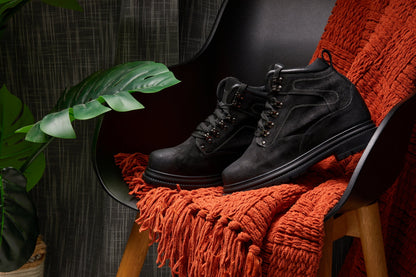 K881802 - 5.2" Taller Black Nubuck Height-Increasing Men's Boots