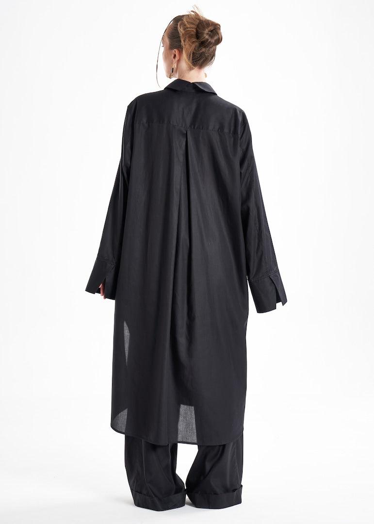 Aitna Long Black Organic Finest Fabric Shirt Dress