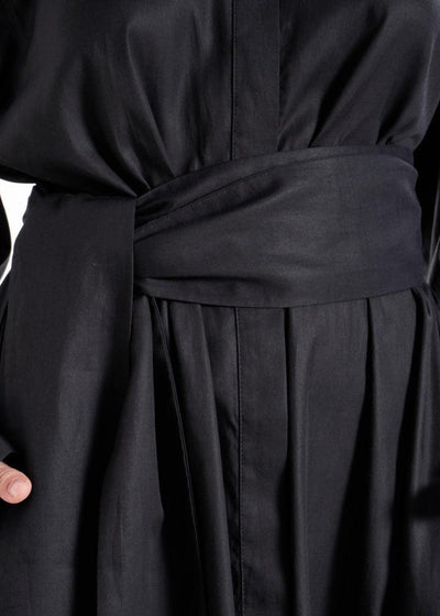 Aitna Long Black Organic Finest Fabric Shirt Dress