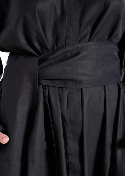Aitna Long Black Organic Finest Fabric Shirt Dress