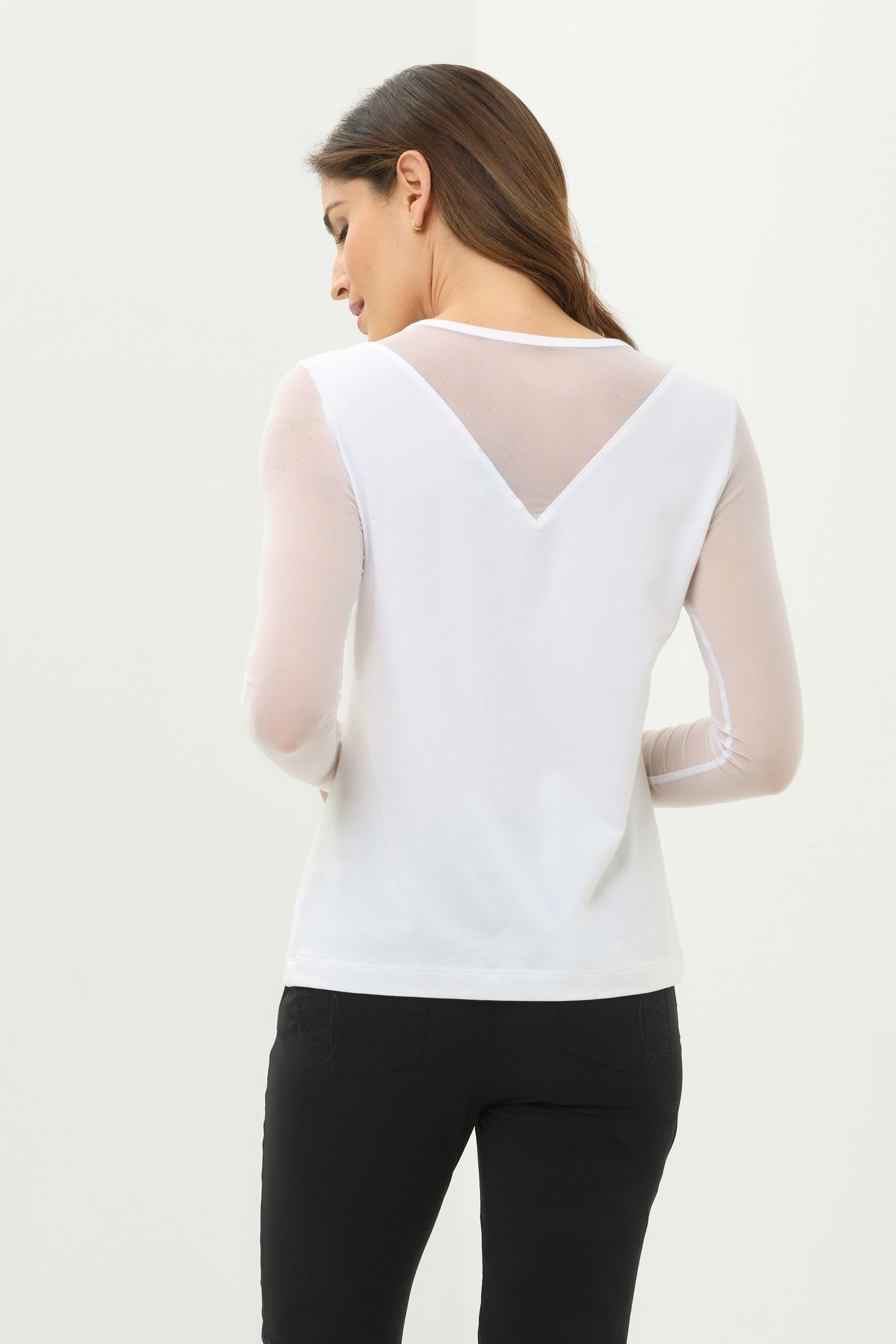Kim Mesh-Sleeve Top in Pima Modal