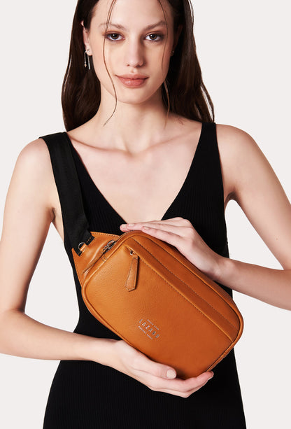 Tan Leather Belt Bag 'Salerno'