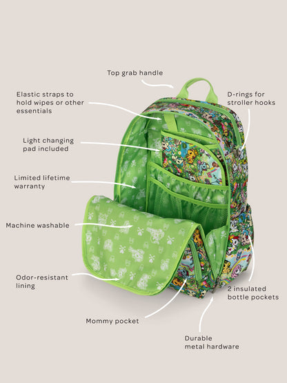 tokidoki Zealous Diaper Bag Backpack - Meadow Blooms