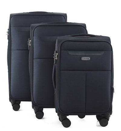 Liam Soft Shell Expandable 3 Piece Spinner Luggage Set with Lock