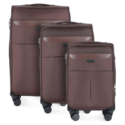 Liam Soft Shell Expandable 3 Piece Spinner Luggage Set with Lock