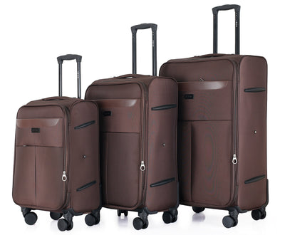 Liam Soft Shell Expandable 3 Piece Spinner Luggage Set with Lock