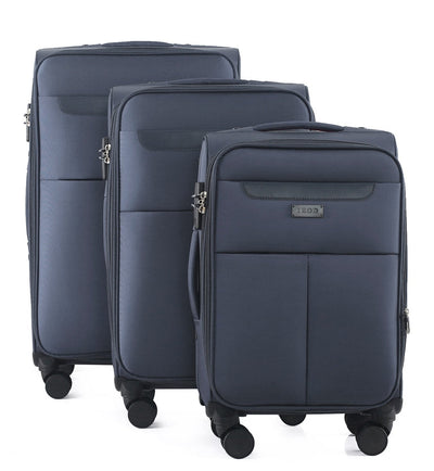 Liam Soft Shell Expandable 3 Piece Spinner Luggage Set with Lock