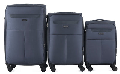Liam Soft Shell Expandable 3 Piece Spinner Luggage Set with Lock