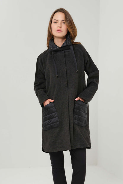 Iki Mixed Media Cocoon Coat