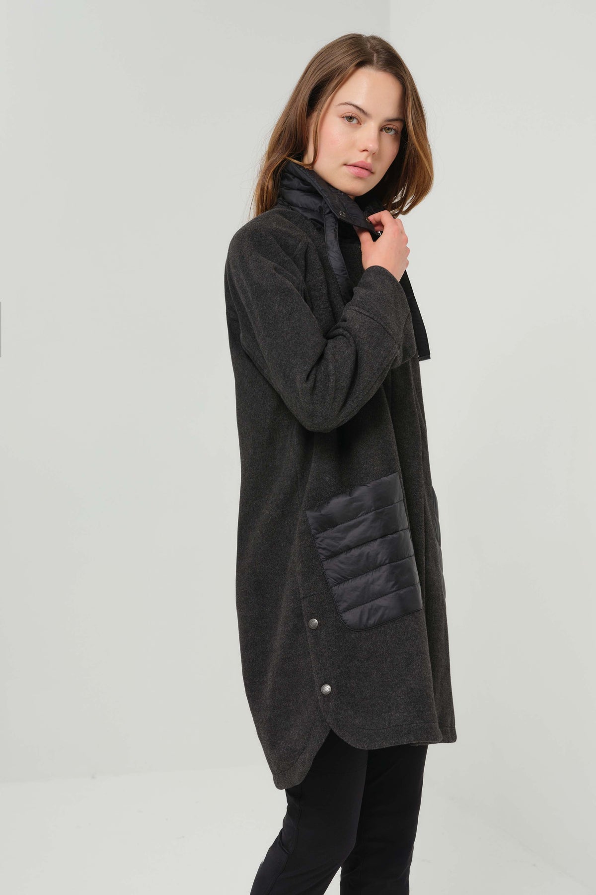 Iki Mixed Media Cocoon Coat