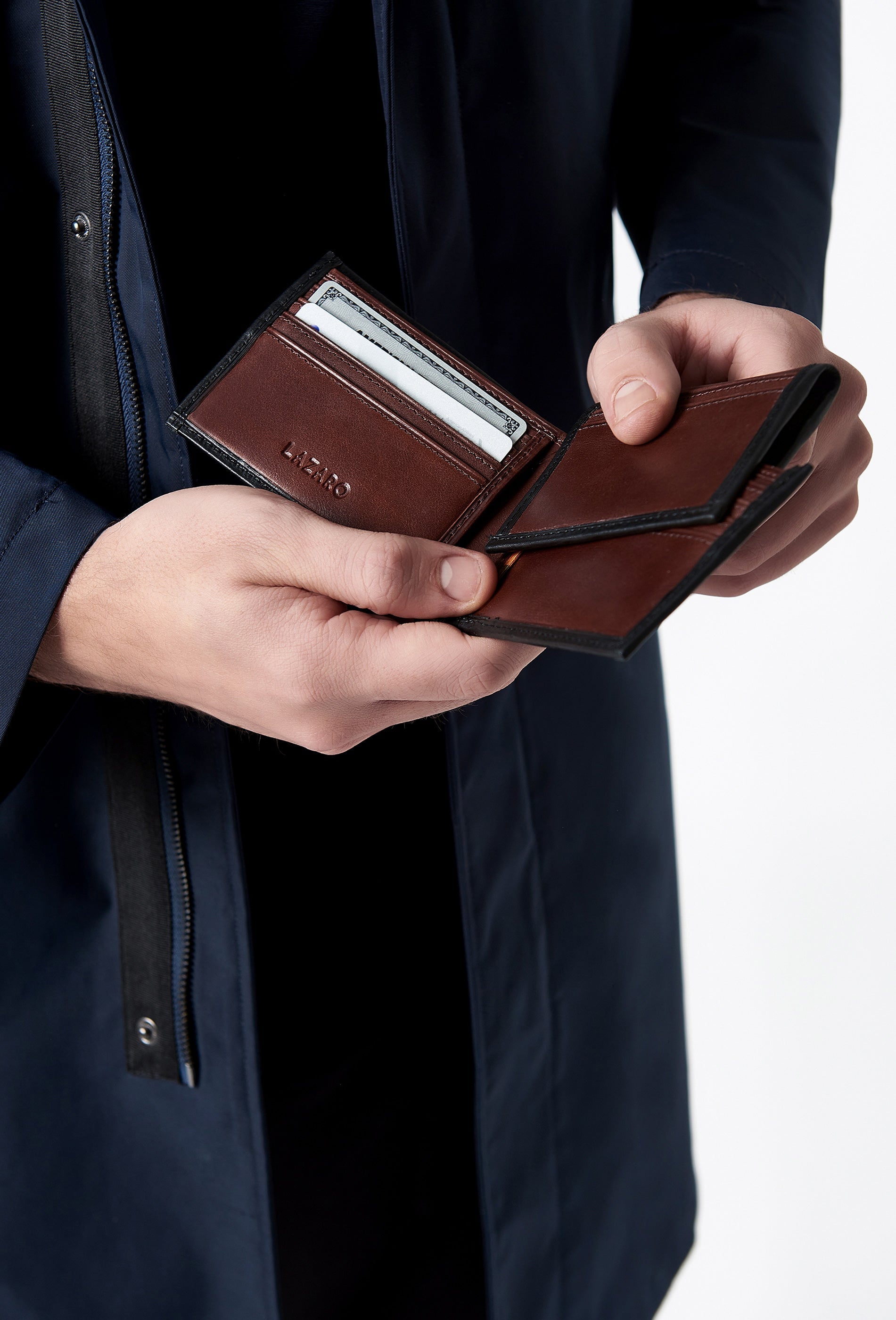 Coffee Leather Classic Wallet With Removable Card Holder