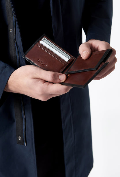 Coffee Leather Classic Wallet With Removable Card Holder