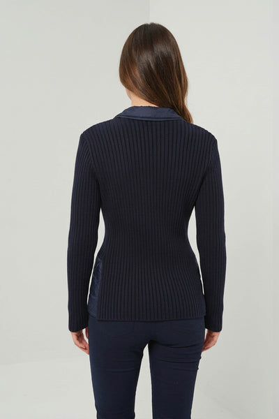 Sora Mixed Media Quilted Front 3-Button Blazer