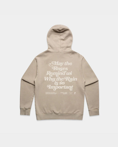 Sueded Slogan Hoodie - Taupe