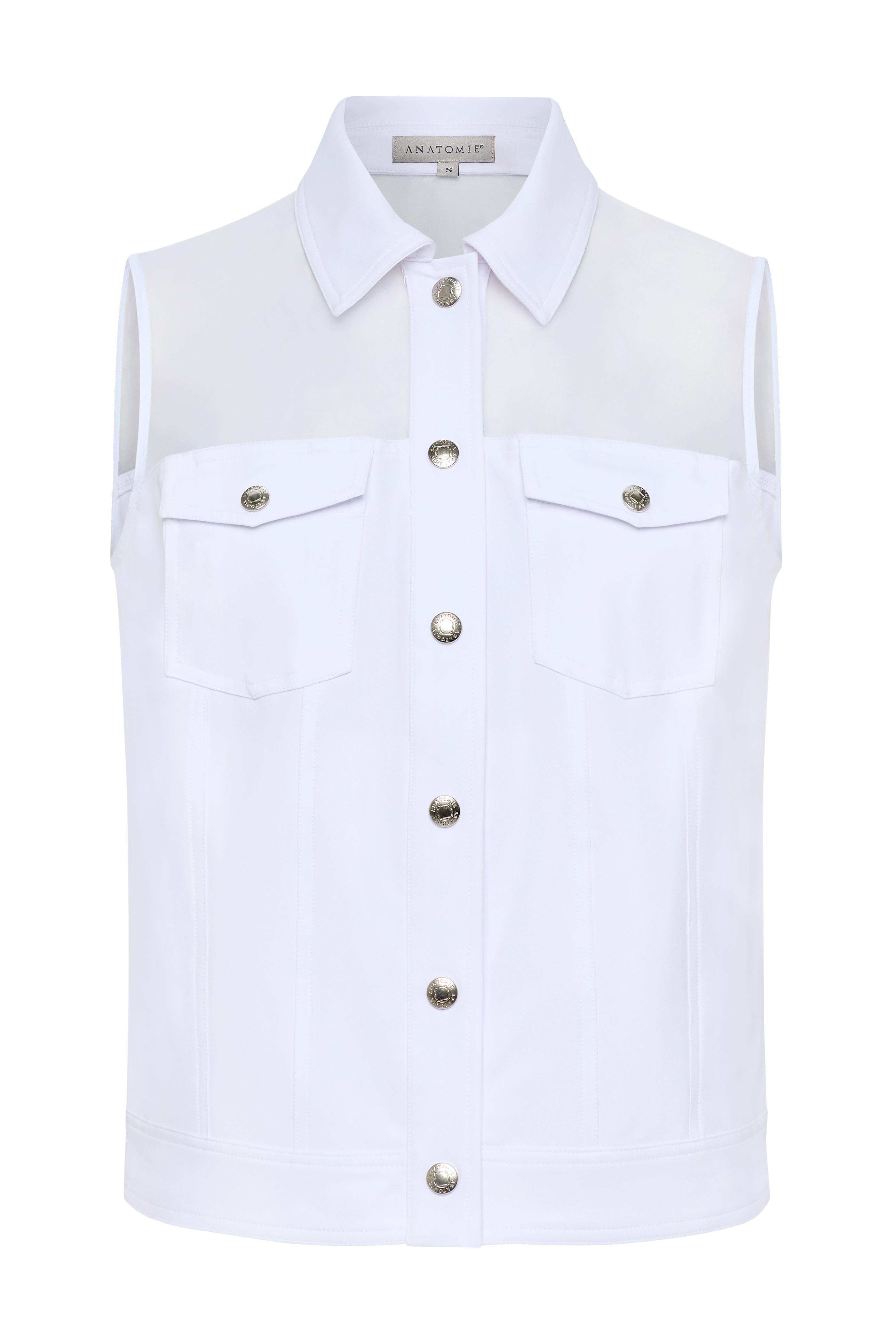 Lenox Organza & Performance Twill Sleeveless Trucker Vest