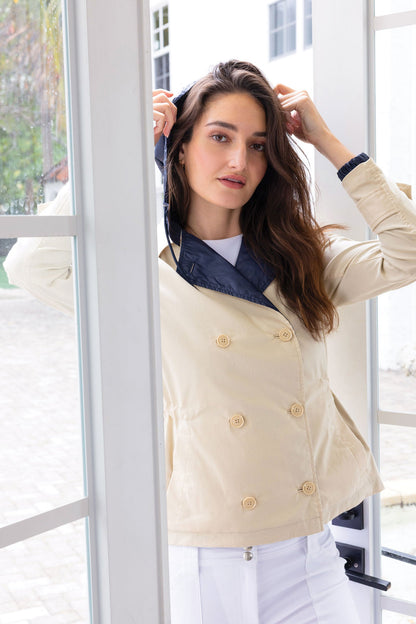 Lexie Performance Cotton & Nylon Reversible Trench Jacket