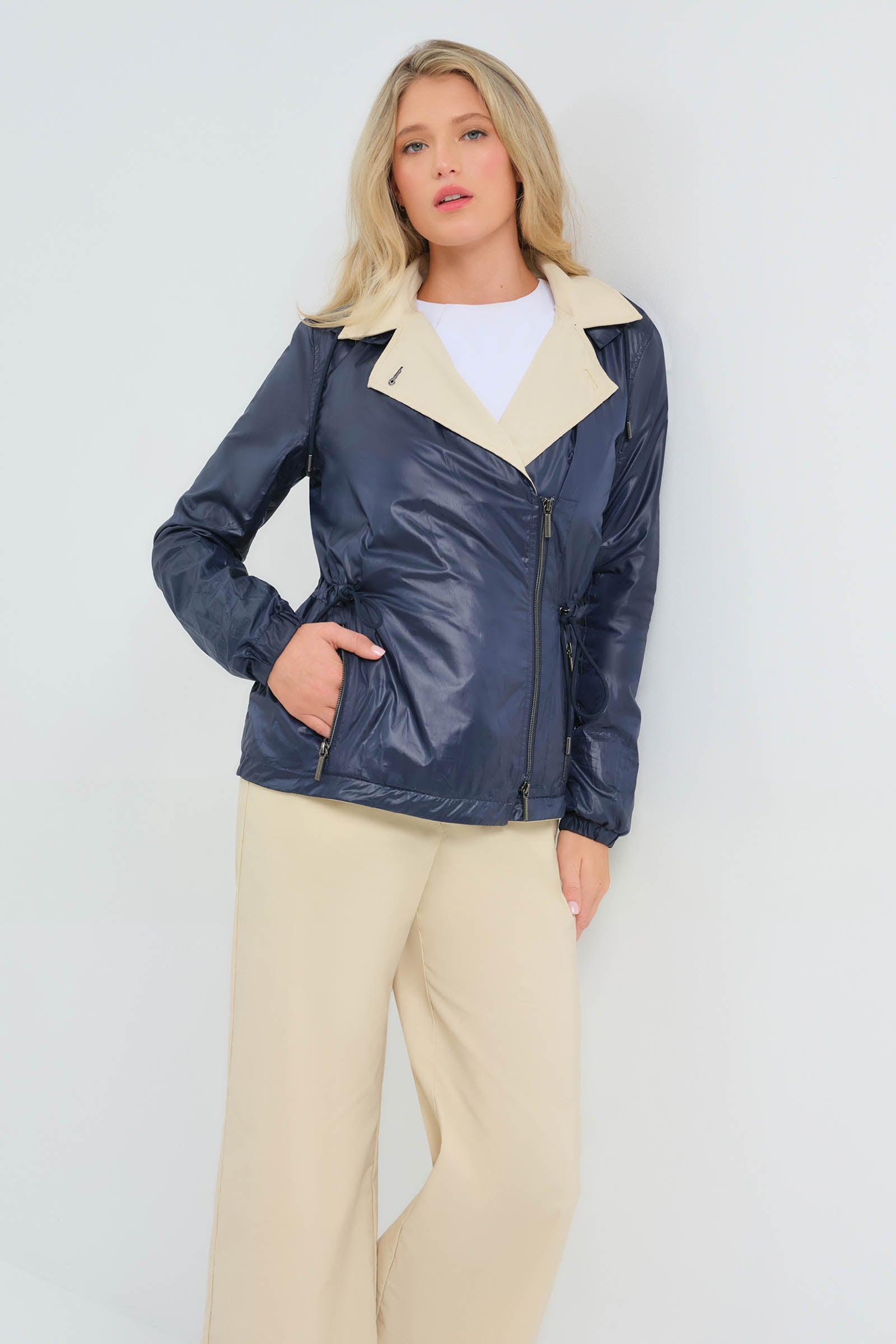 Lexie Performance Cotton & Nylon Reversible Trench Jacket