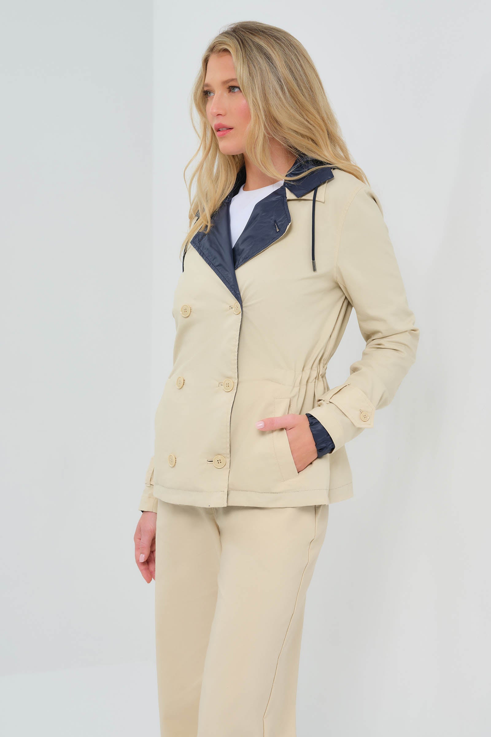 Lexie Performance Cotton & Nylon Reversible Trench Jacket