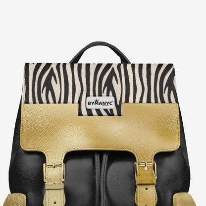 Luxury Vegan Backpack ZEBRA GOLD EDGE – BYMANYC ® New York