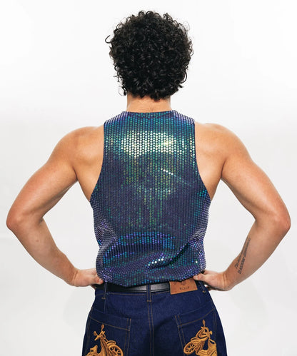 Matrix Sequin Denim Tank Top