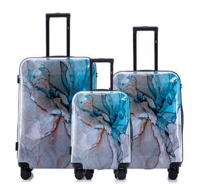 Multi-color Design ABS Hard Shell Lightweight with 360° Dual Spinning Wheels & Combo Lock – Includes 28", 24", 20" 3-Piece Luggage Set