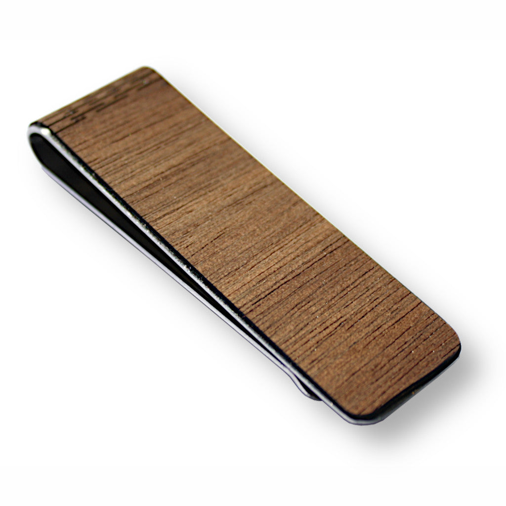 Slim Money Clip, Stainless-Steel & Hardwood (LEAVENWORTH)