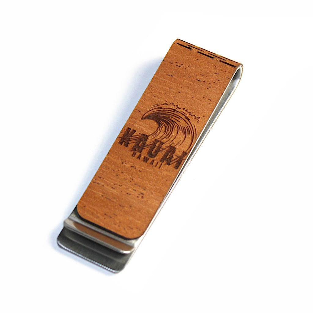 Slim Money Clip, Stainless-Steel & Hardwood (LEAVENWORTH)