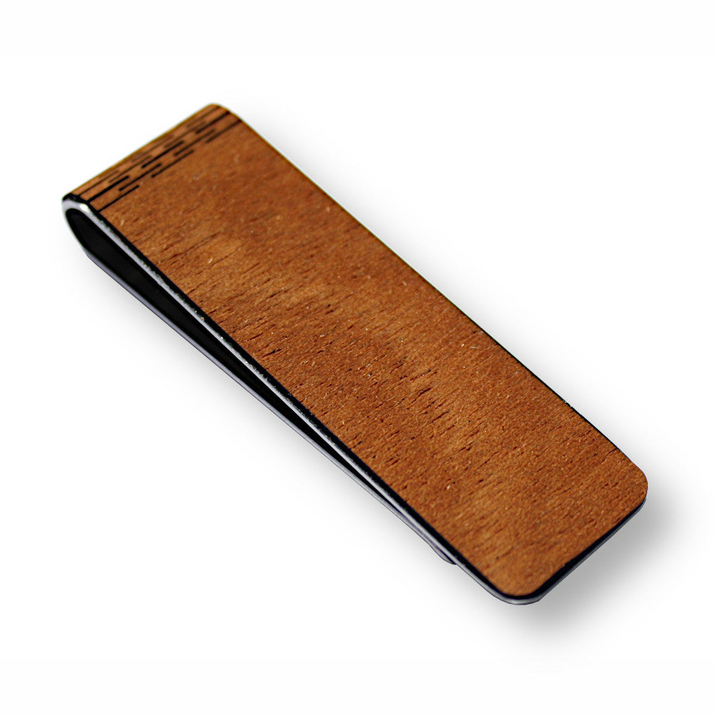 Slim Money Clip, Stainless-Steel & Hardwood (LEAVENWORTH)