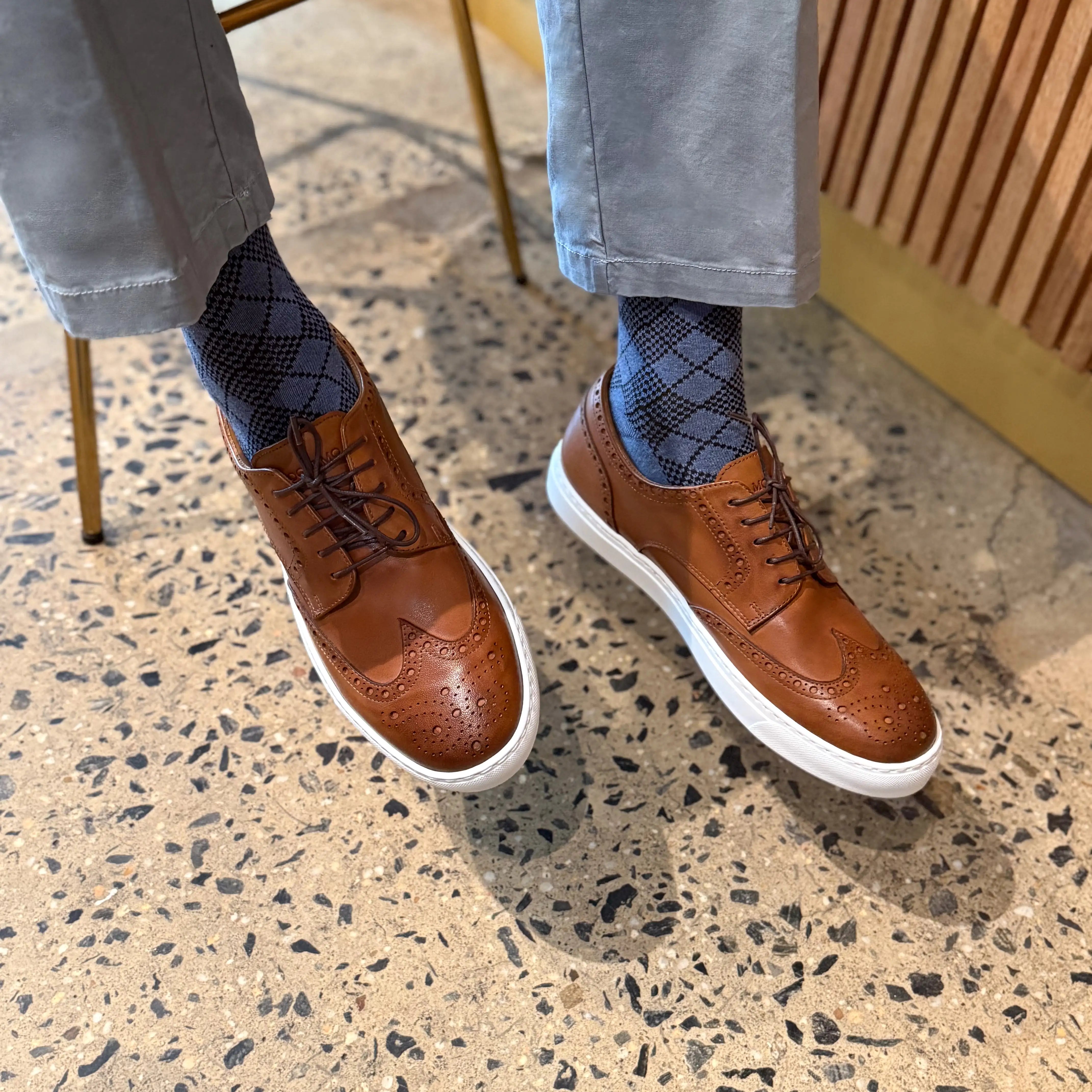 Men's Don Giovanni Wingtips Sneakers - Cognac w/ White Sole