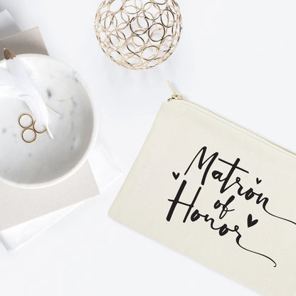 Matron of Honor Cotton Canvas Cosmetic Bag