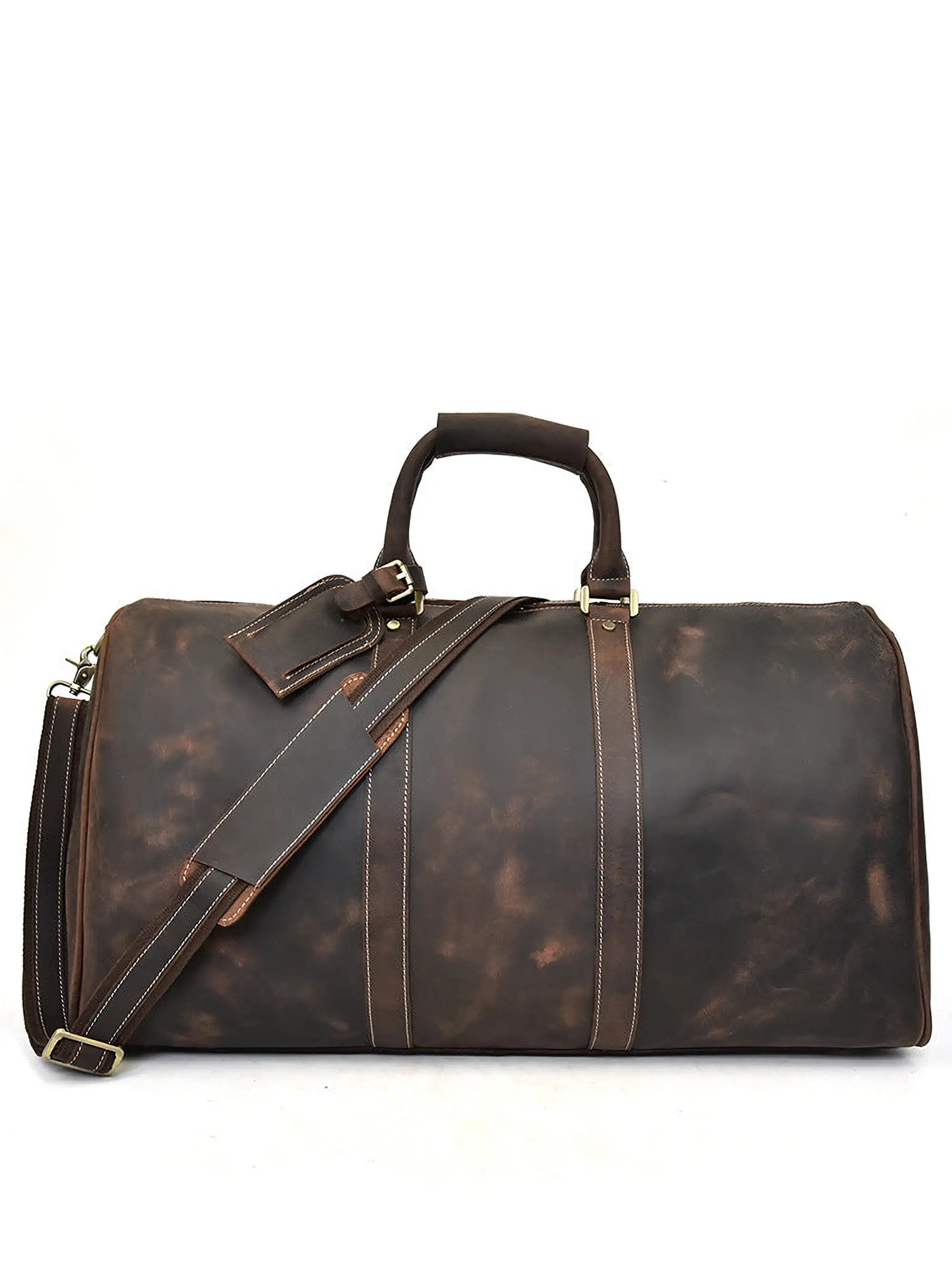 Cowhide One-Shoulder Messenger Duffel Bag