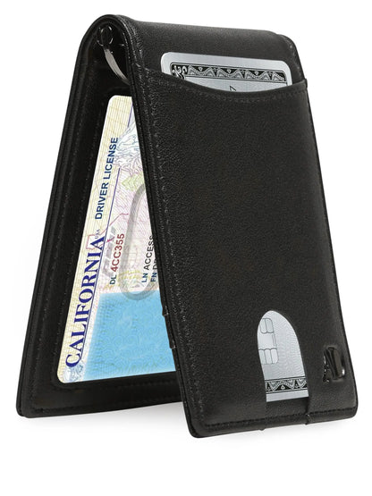 Money Clip Bifold Wallet with Pull Strap