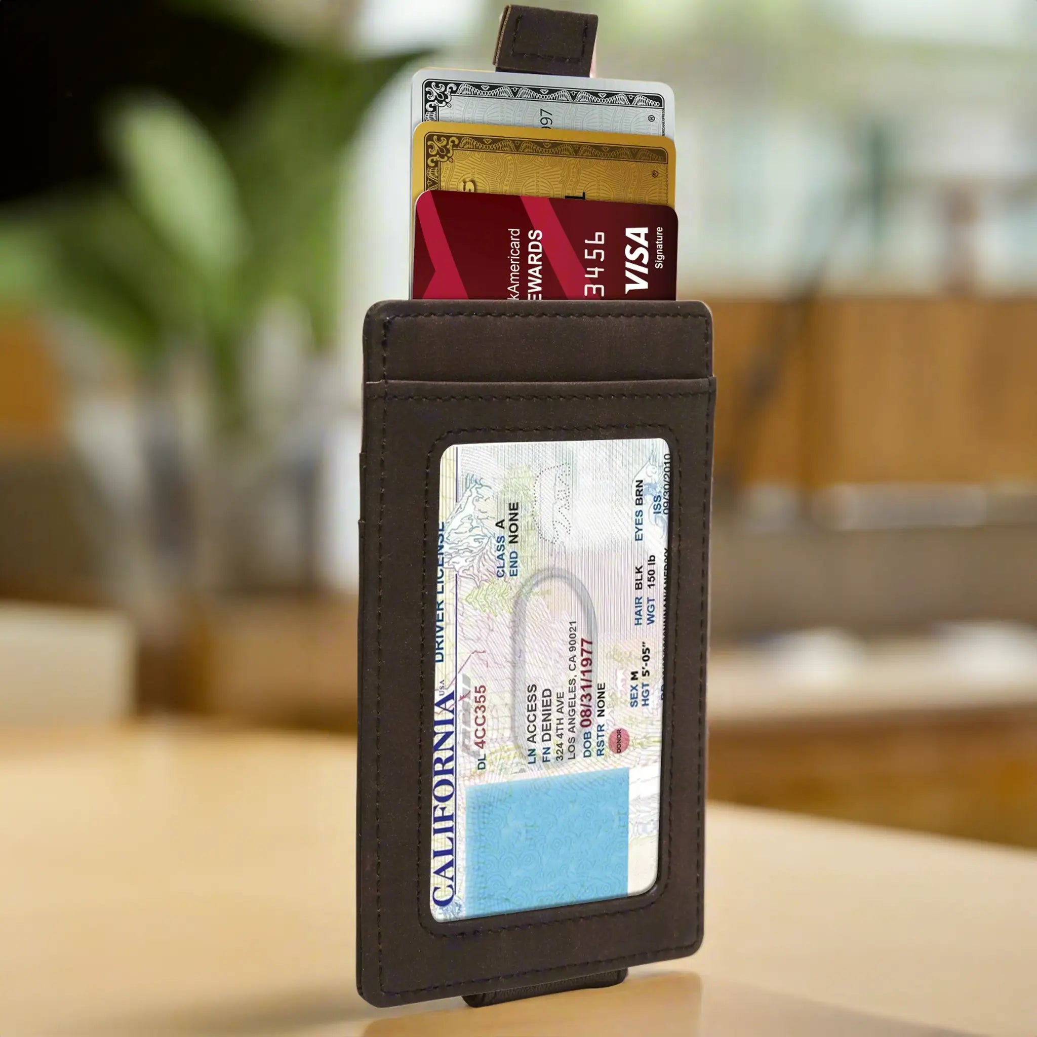 Vegan Leather Money Clip Card Holder