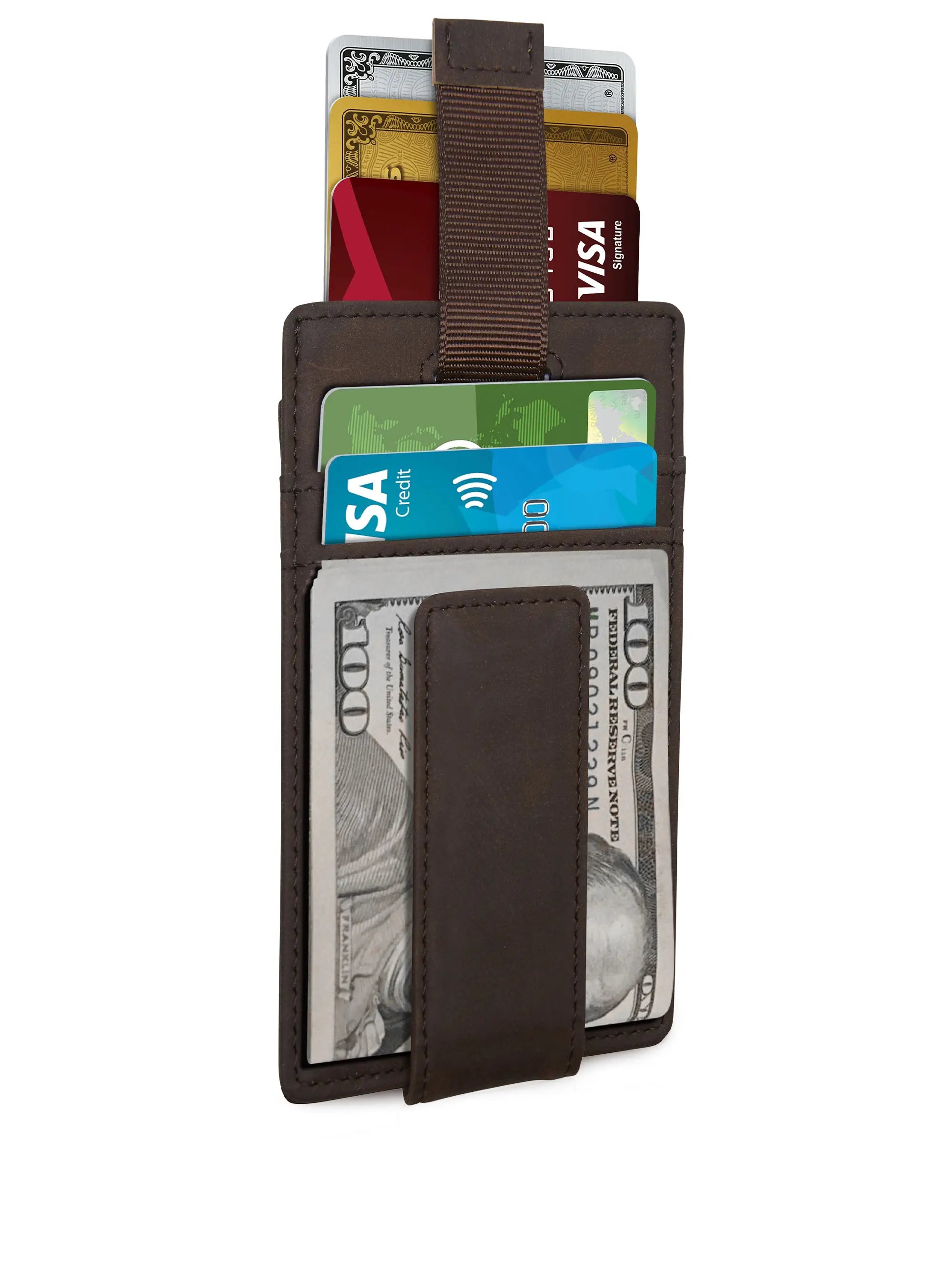 Vegan Leather Money Clip Card Holder