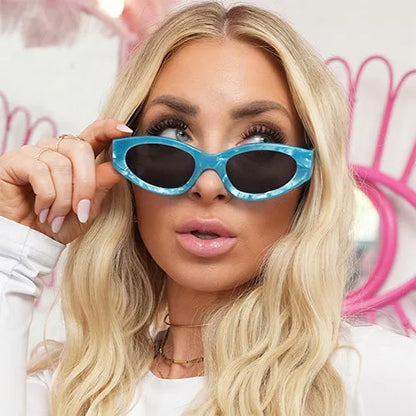 Kat x Money Moves - Blue Cateye Sunglasses