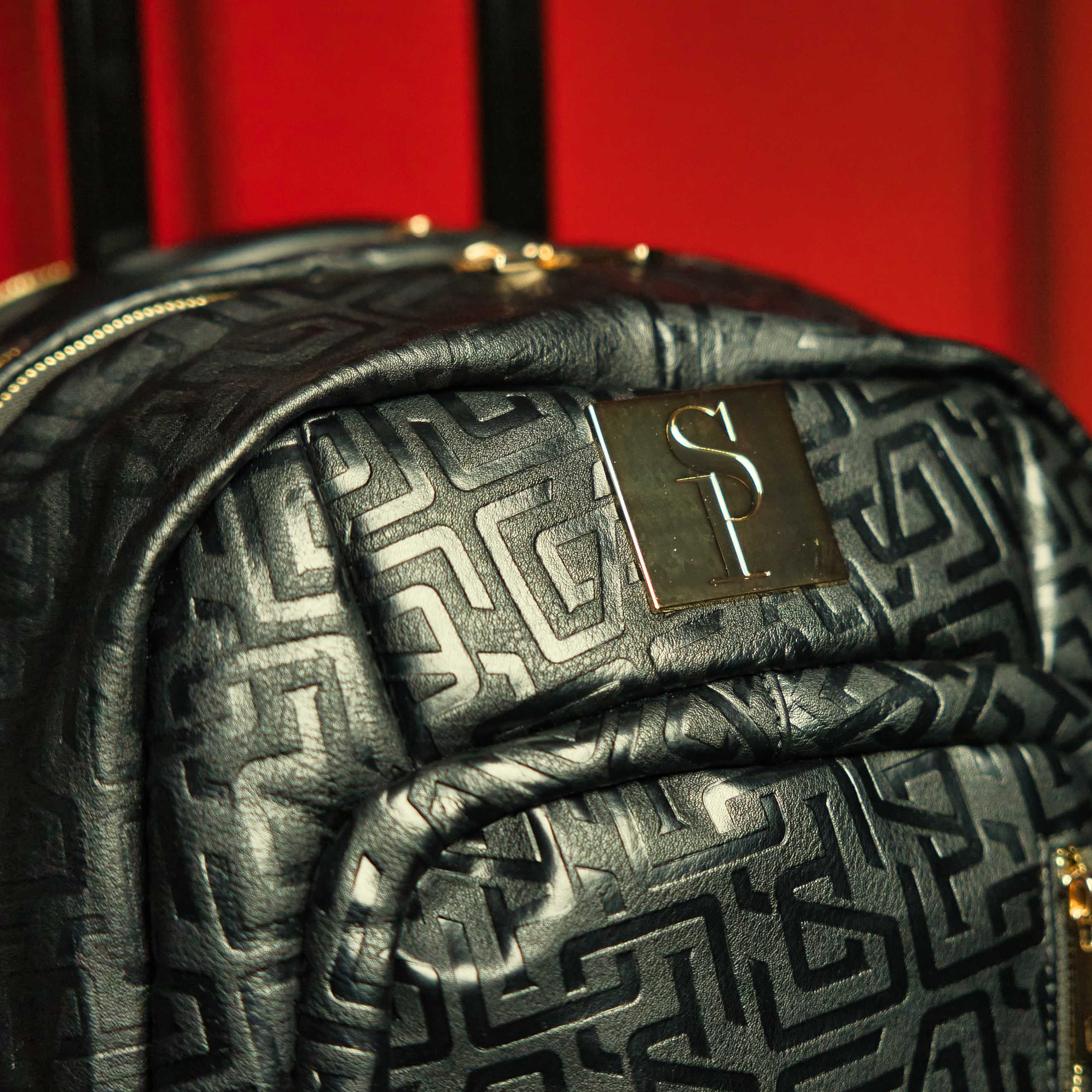 Black Monogram Leather Carry-On Roller Bag