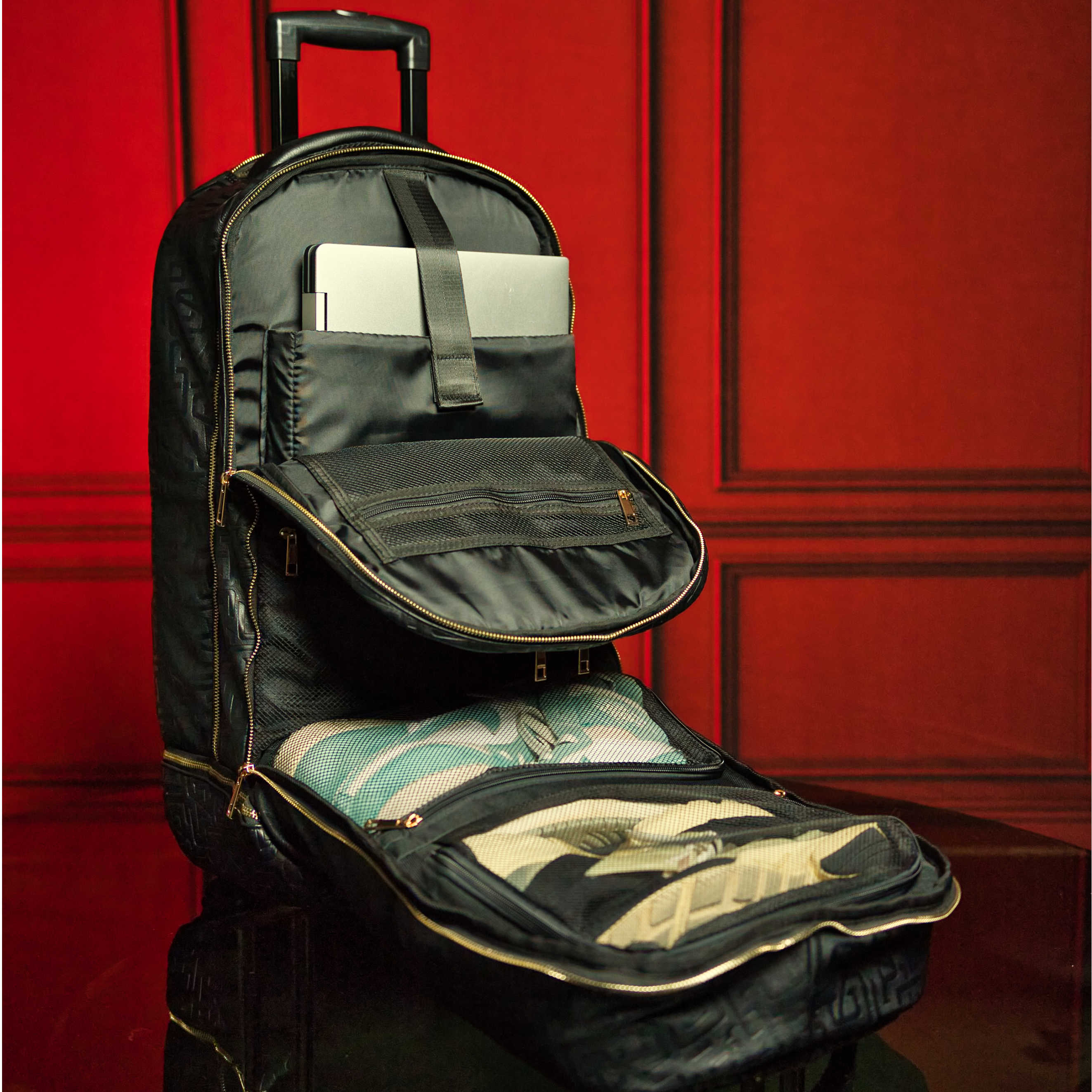 Black Monogram Leather Carry-On Roller Bag