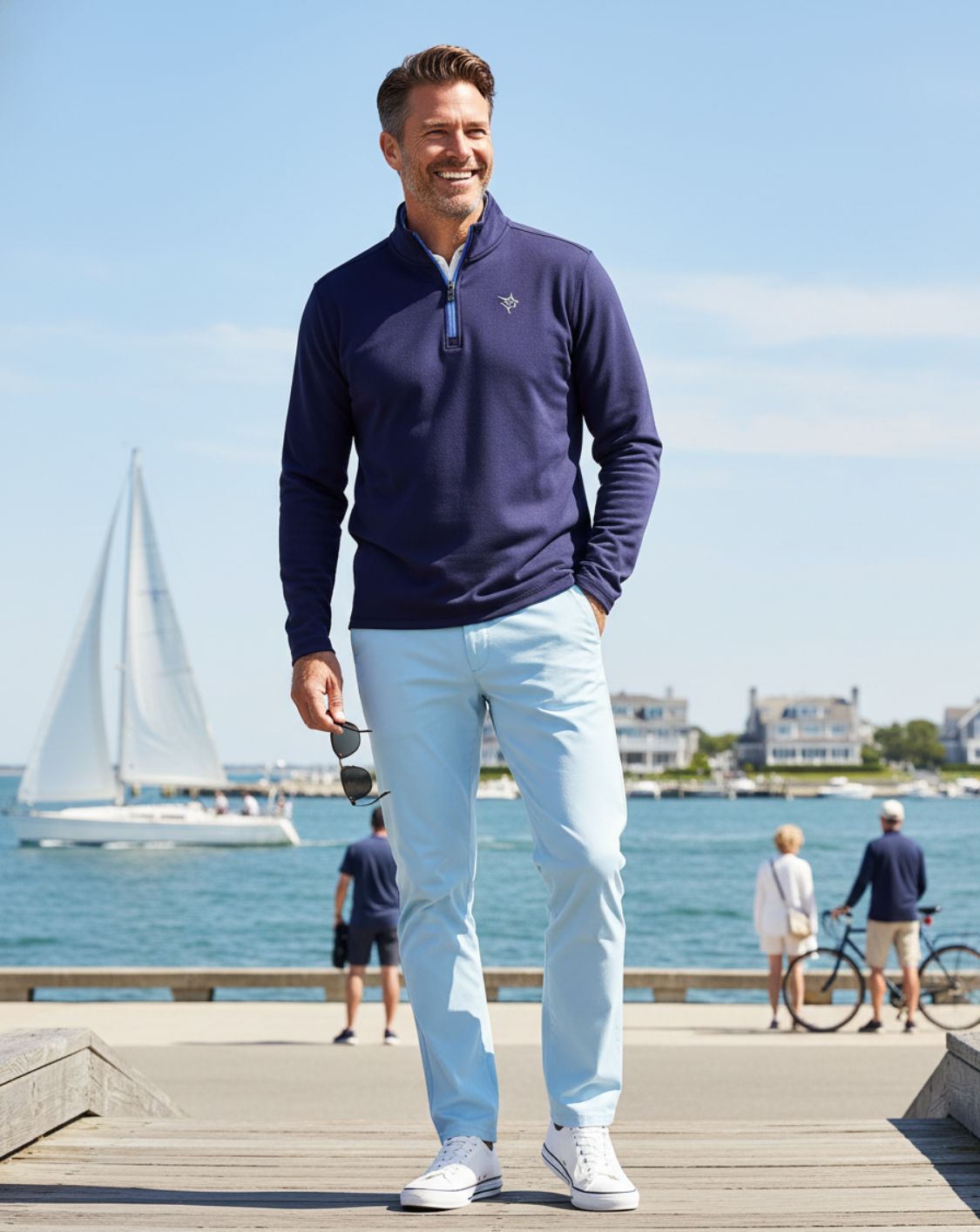 Montauk Long Sleeve Shirt. Navy