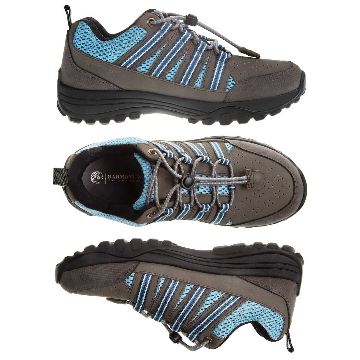 Trail Grounding Shoes • Taylor Grey Nubuck & Blue Mesh